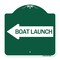 Signmission Boat Launch With Left Arrow, Green & White Aluminum Architectural Sign, 18" x 18", GW-1818-24406 A-DES-GW-1818-24406 - alternate 1